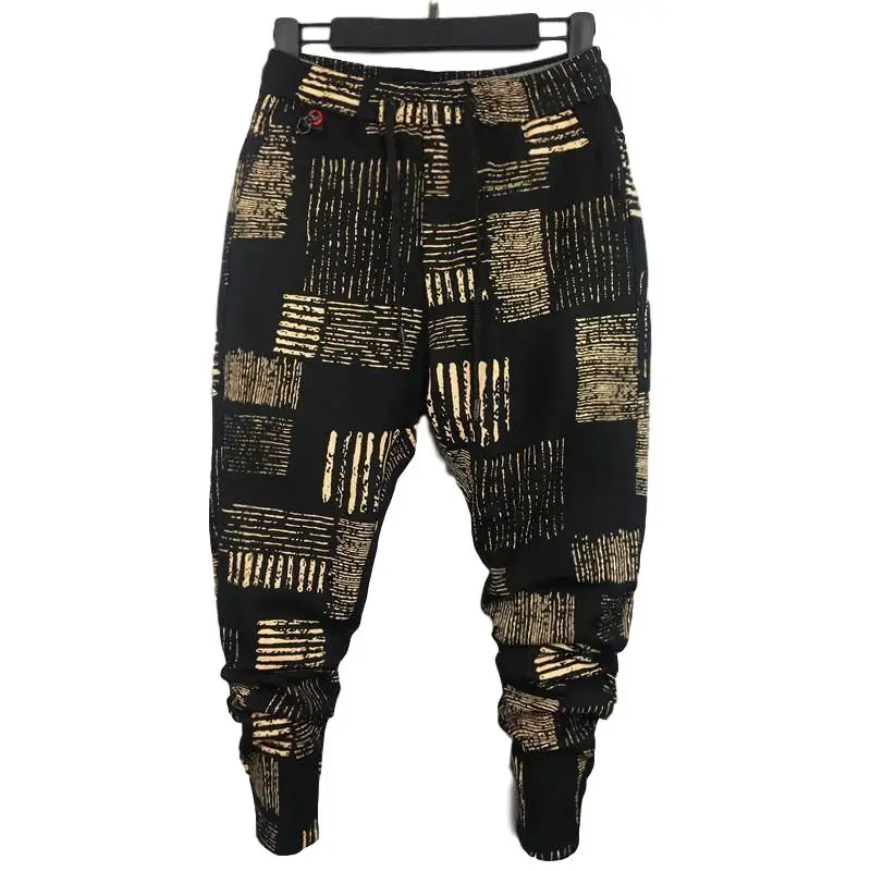 

Idopy Men`s Hip Hop Harem Pants Drawstring Elastic Waist Printed Patterned Tapered Pants For Male