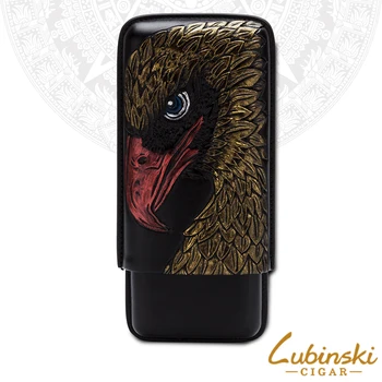 

LUBINSKI Luxury Hawk Flower Deer 3 Models Cow Leather Cigar Moisturizing Tube Cigar Case Tool 3 Tubes For COHIBA