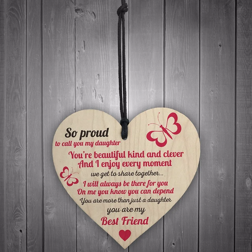 3-Meijiafei-Proud-Of-My-Daughter-Wooden-Hanging-Heart-Sign-Plaque-Daughters-Love-Keep-Sake-Sign