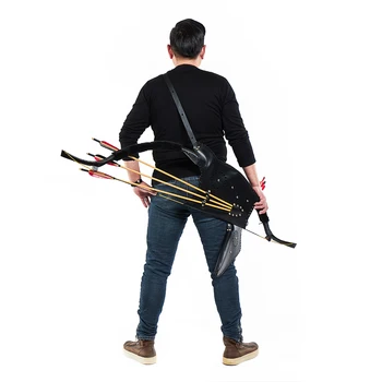 

1 Archery Arrow Quiver + 1 Bow Bag Case Durable Black Composite Leather for Adult Outdoor Hunting Sling Shot Shooting Accessory