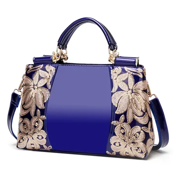 

Women's Bag Fashion Printed Patent Leather Shoulder Bag Retro Casual Hit Large Capacity Handbag