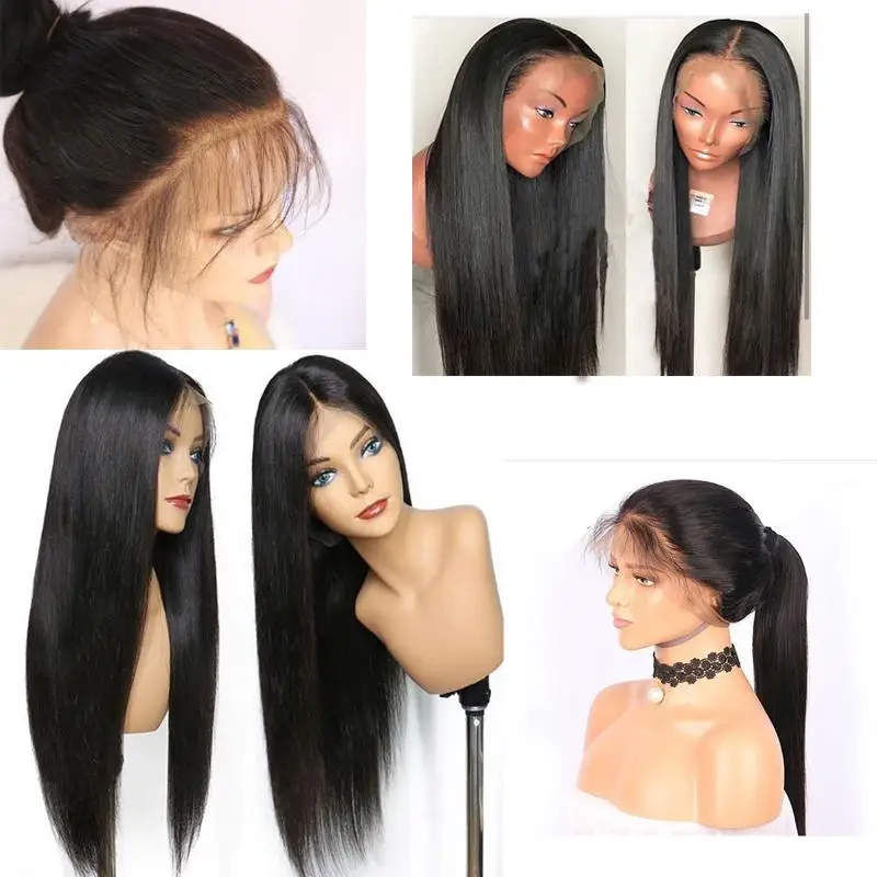 Полностью кружевные человеческие волосы парики с детскими волосами 180% Плотность бразильские прямые волосы Remy полностью кружевные человеческие волосы парик для черных женщин
