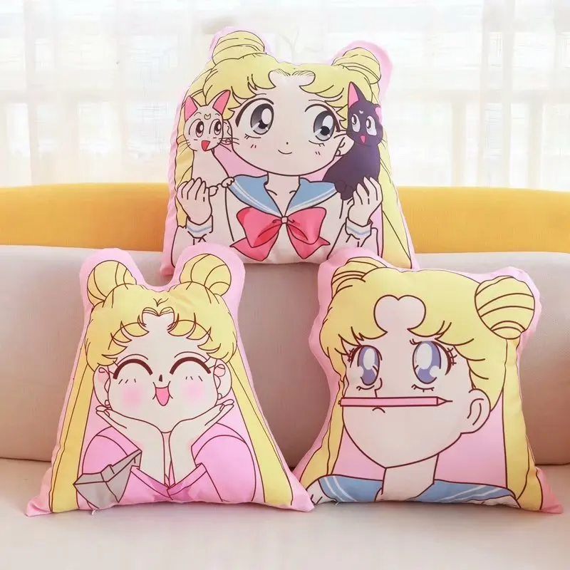 

Sailor Moon Luna Cat Anime Plush Cartoon Pillow Sleeping Toys Stuffed Office Backrest Cushion Doll Creative Room Sofa Decor Gift