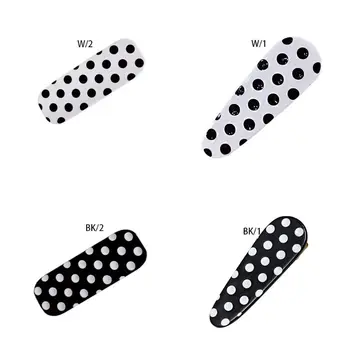 

Women Girls Cute Vintage Polka Dot Acrylic Hair Clip Water Drop Rectangle Shape Duckbill Hairgrip Black White Styling Barrettes