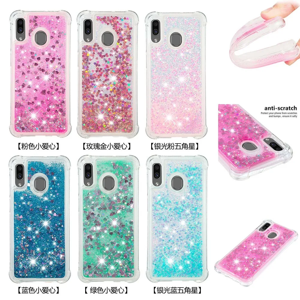 Блестящий чехол для Samsung Galaxy A30 A20 2019 Wide4 с жидкостью бампер широкий 4 SM A305FN/DS A205FN/DS