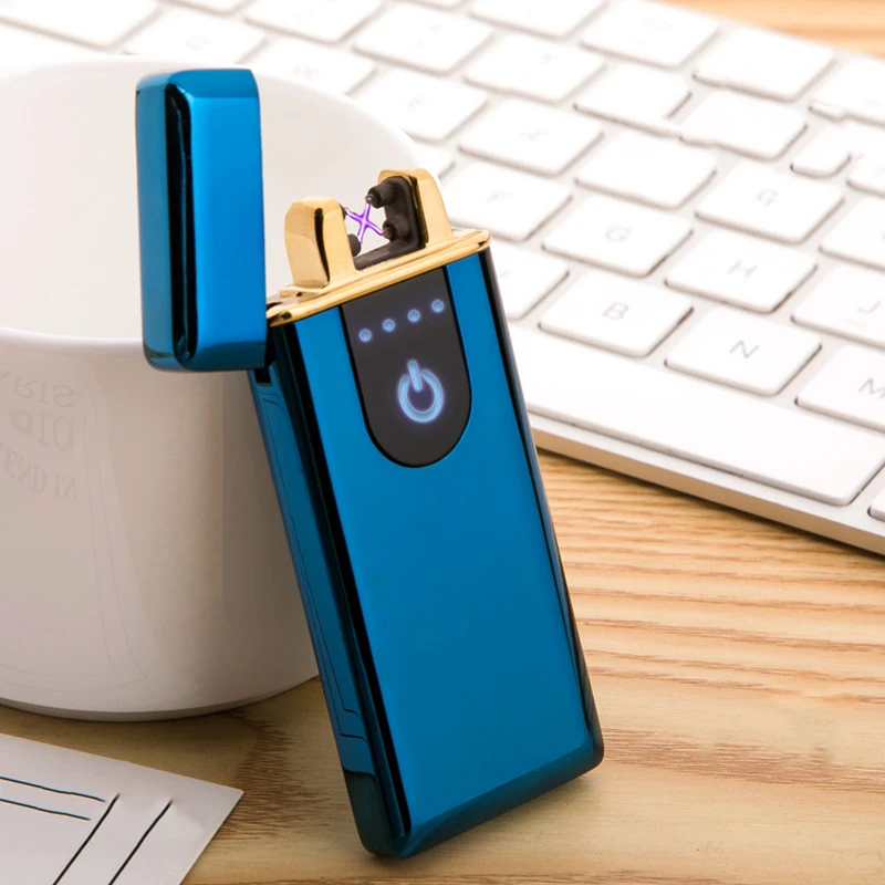 

USB Charging Touch Switch Double Arc Cigarette Lighter Windproof and Fmaleless Ciagr Encendedores Gadgets for Men Technology
