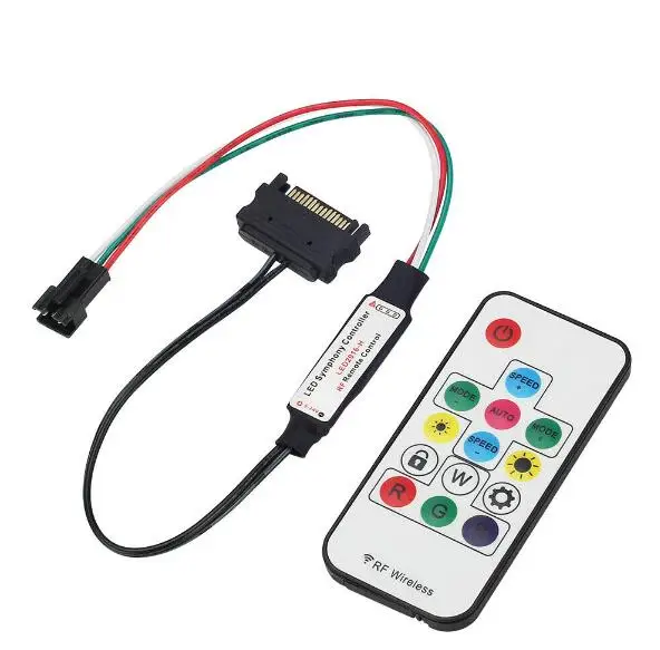 SATA connector DC 5 V-24 V 14 ключей SATA DC USB Питание Интерфейс RF симфония RF пульт дистанционного управления для WS2812 WS2812b ws2811 Светодиодные ленты света - Цвет: SATA connector