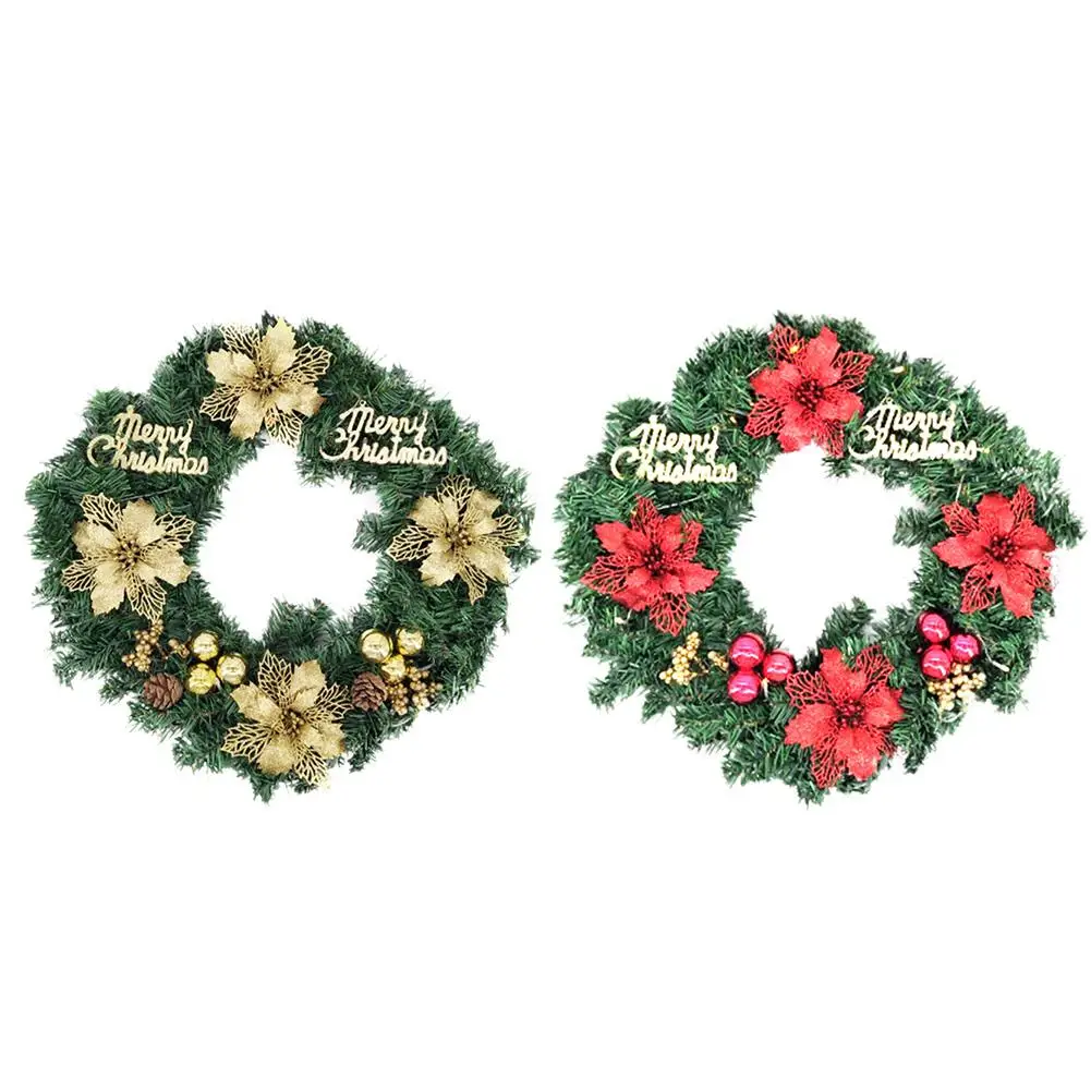 

40cm Beautiful Elegant Hanging Christmas Wreath Garland Ball Cone Xmas Ornaments Window Door Decoration Hanging Props Background