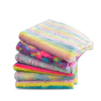 

Let's DIY Rainbow Printed Immitated Fox Fur Fabric Counter Display Decoration Background Plush Toy Coat DIY Thick Fur Material