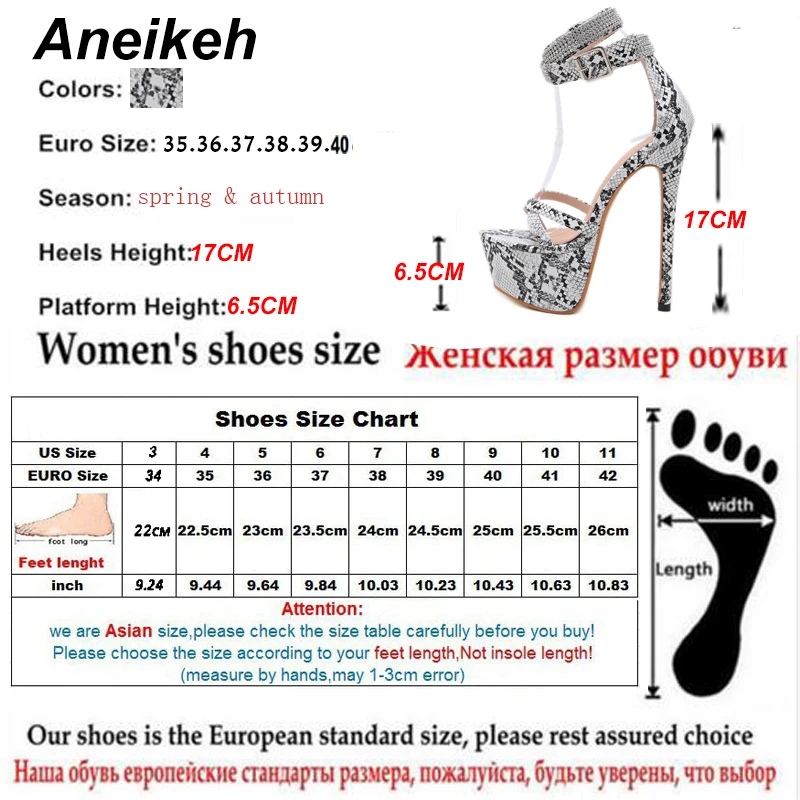 Aneikeh стразы; модная обувь; женские Босоножки с открытым носком; Классическая обувь из змеиной кожи на платформе и высоком каблуке; женская обувь на платформе; вечерние туфли-лодочки