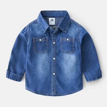 

2020 Spring Sutumn New Children's Denim Shirt Baby Boys Fashion Casual Tee Shirts Kids Long Sleeve Cowboy Shirt Boys Top Tees