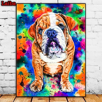 

DIY Diamond mosaic british bulldog diamond painting Full Square Drill 5D Cross Stitch Embroidery Round diamond pet dog animal