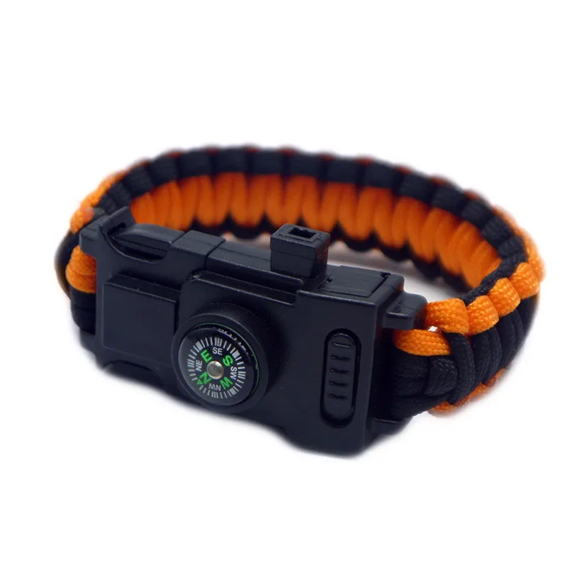 Orange Black Светодиодный светящийся защитный Паракорд для выживания 550 Камуфляжный браслет Terkking походный Аварийный Браслет для первой помощи 25 см браслет для ручных часов - Цвет: Orange Black