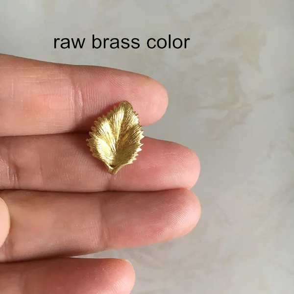 Raw Brass Color 16 шт.-Латунные Литые Подвески 12*17 мм необработанные латунные золотые, серебристые листья, самодельные ювелирные изделия - Окраска металла: Raw Brass Color
