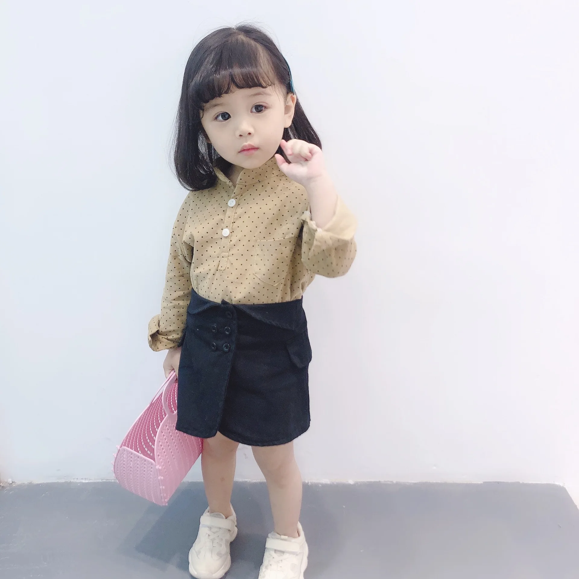 Ukeybaby2019 Spring New Products Thin Corduroy Small Ideas Print Shirt Men And Women Children Korean-style Long-sleeved Upper Ga