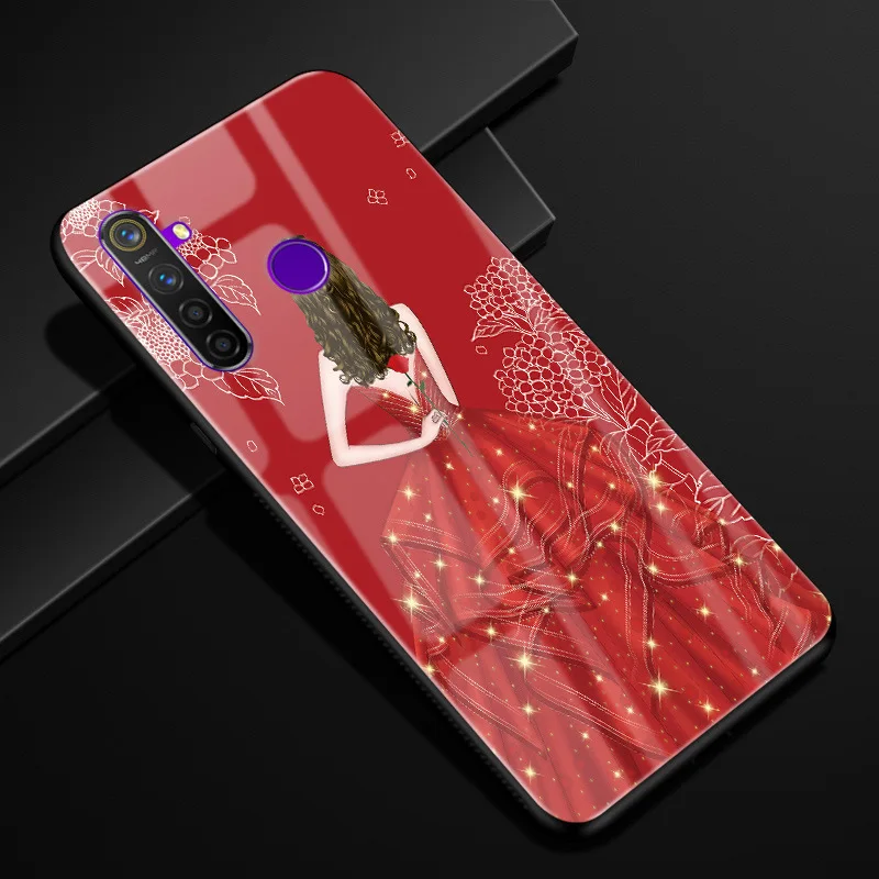 34 Для OPPO Realme 5 Pro Чехол оргстекло PC чехол для телефона черный ТПУ бампер чехол для OPPO Realme 5 Pro 5Pro Realme Q закаленный чехол - Цвет: 34