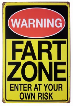 

Warning Fart Zone Enter At Your Own Risk Vintage Tin Sign Wall Decor