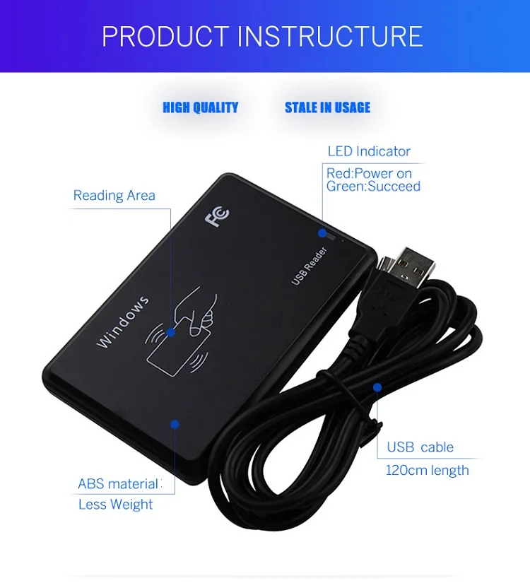 2 RFID 125KHz Reader USB port Proximity Sensor Smart 13.56MHz IC Contactless Card Reader no drive issuing device USB for Access Control