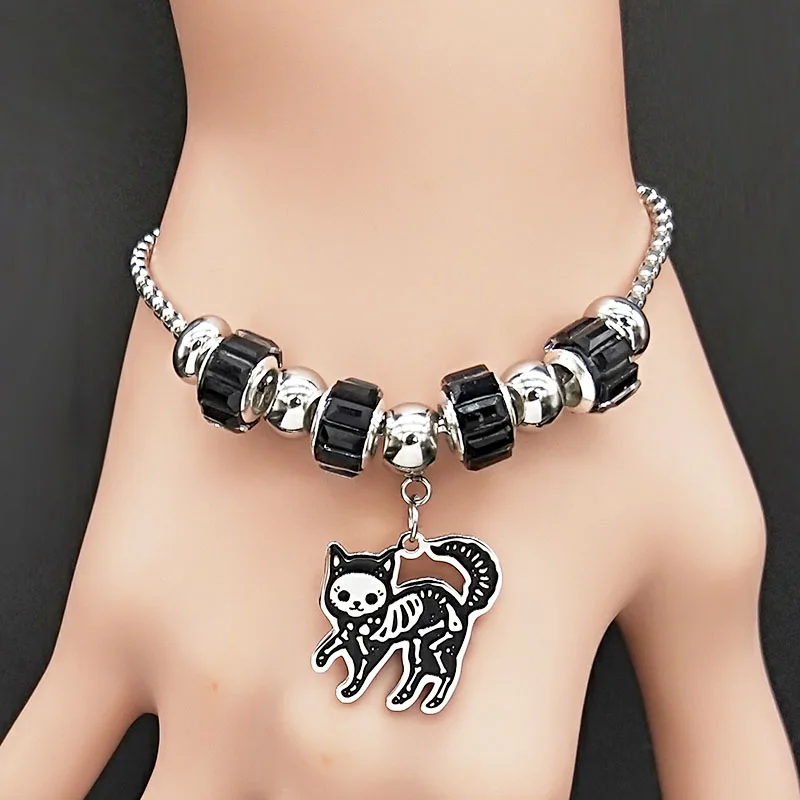 Модный браслет-цепочка из нержавеющей стали с котом Skullo женский серебряный браслет ювелирные изделия pulsera acero inoxidable mujer B1854