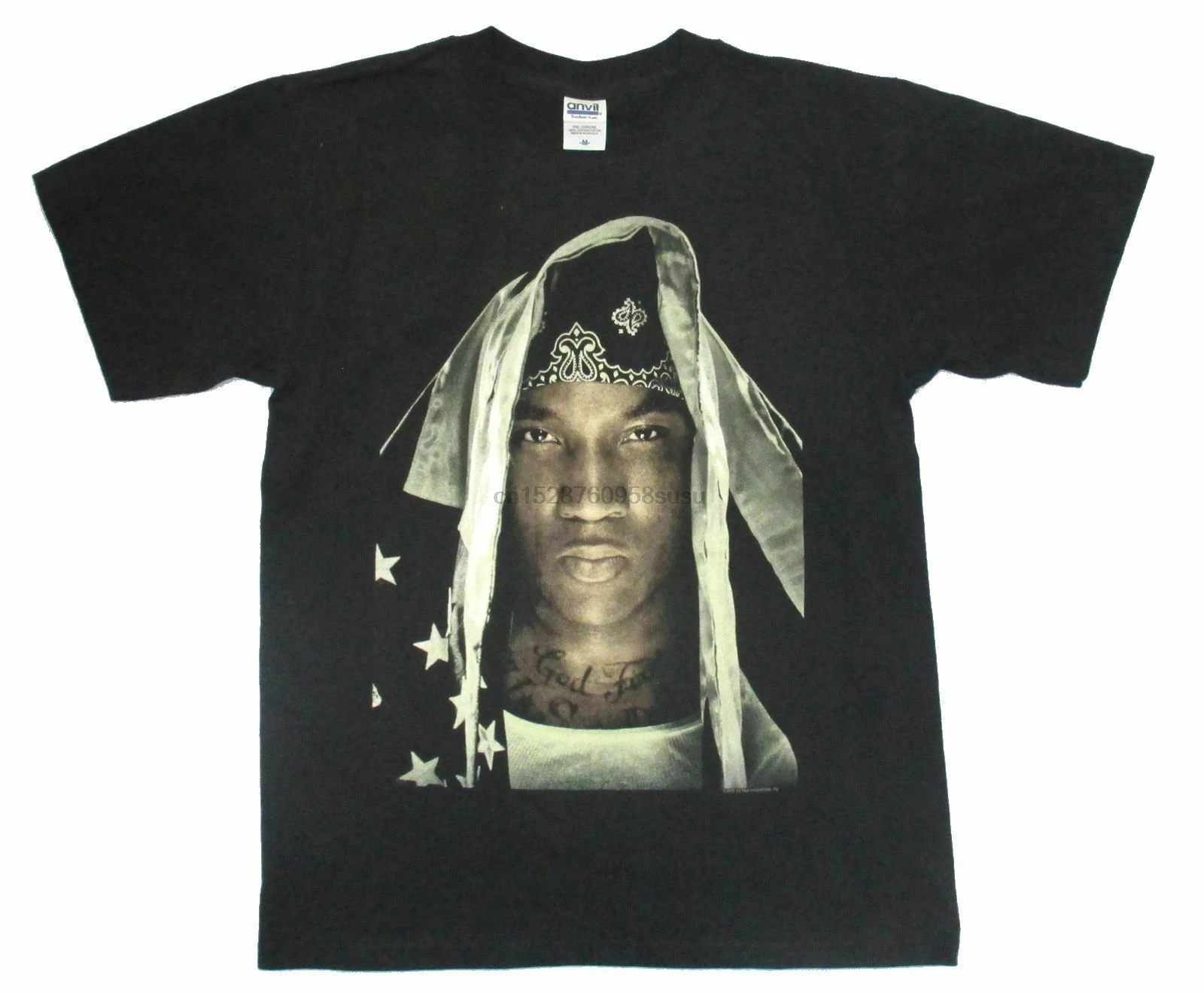 YOUNG JEEZY RECESSION ALBUM CVR USA FLAG BLK T-SHIRT NEW FREE KEYCHAIN NECKLACE |
