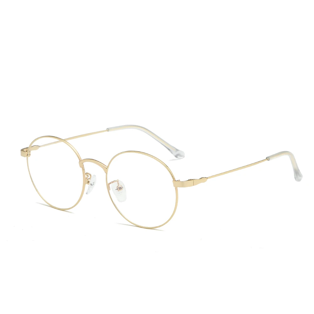 Retro Super Lightweight Stylish Metal Round Anti Blue Light Glasses Unisex - Frame Color: gold