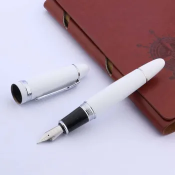 

High Quality Jinhao 159 Fountain Pen White Silver Trim Medium Nib Spinning Ink Pens For School Office Stationery