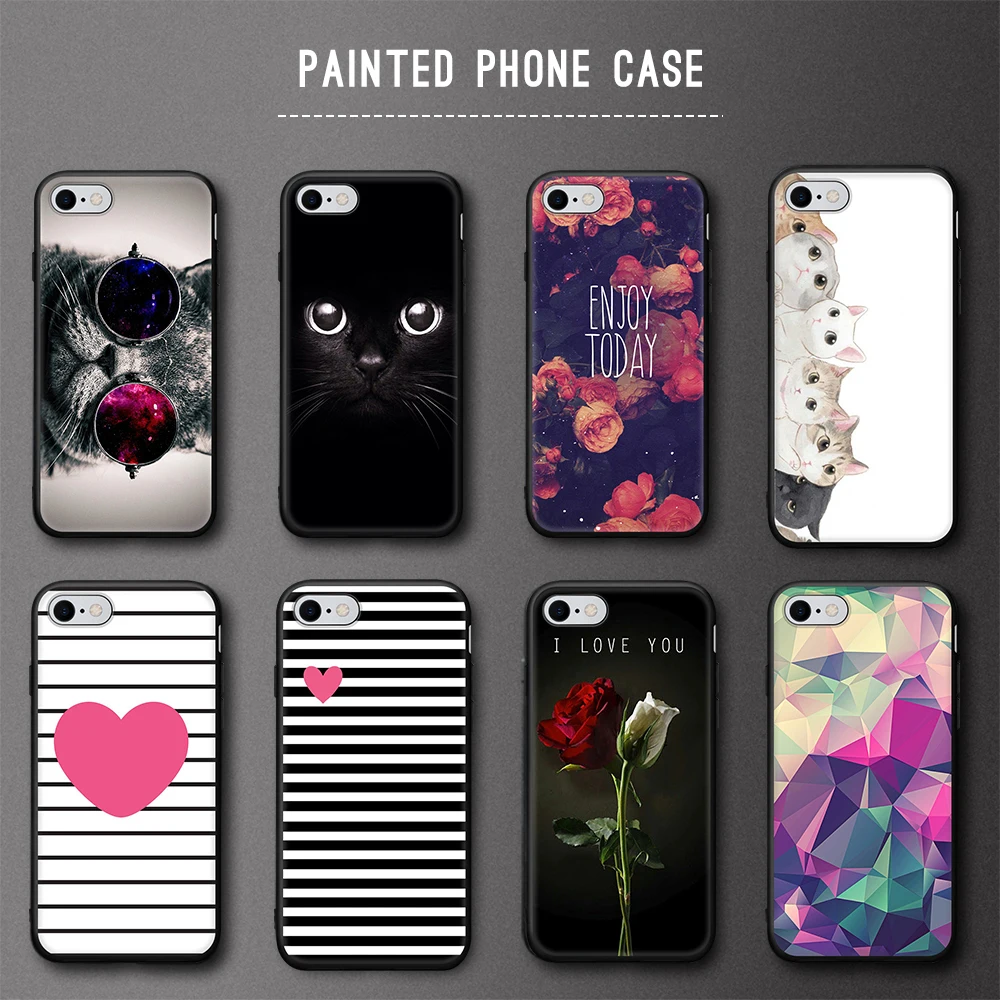 

Painted TPU Phone Case For iPhone X XR XS XS Max Siliocne Animals Painted Soft Cover For iPhone 7 8 Plus 6 6S Plus Cover Coque