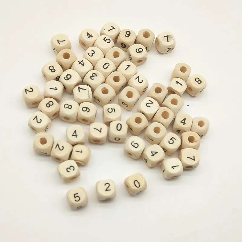 Numbers 50 шт. diy Детские аксессуары из бисера большое отверстие 10 мм квадратные буквы деревянные бусины высокое качество wo дерево бревна для изготовления ювелирных изделий - Цвет: Numbers