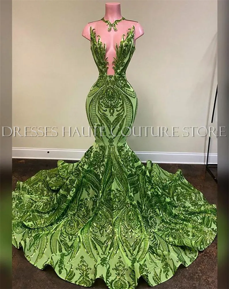green mermaid prom dress