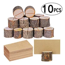

Wood Pile Name Place Card Photo Holders Wooden Bark Memo Holder Stump Shape Menu Number Memo Stand Wedding Party Table Decor