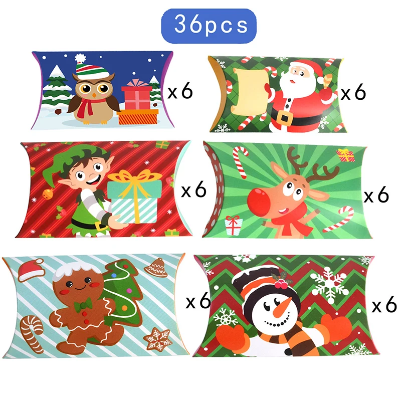 pouch Xmas Party Paper Candy Boxes Kraft Gift Bag Christmas Pillow Shape 