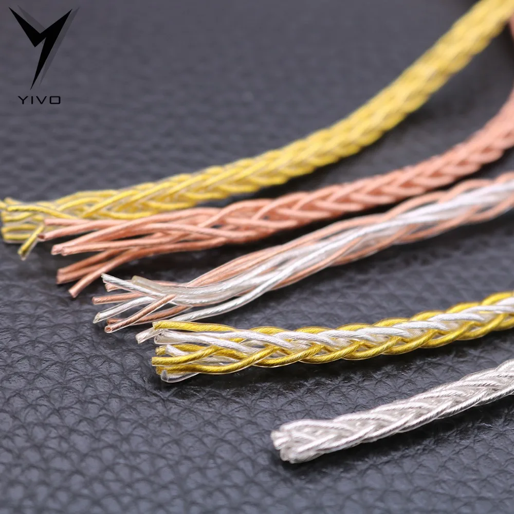 HIFI OFC Plated Silver Gold Soft 3 8mm Diameter Headphone Earphone Extension Audio Wire Cord Aux Cable No Plug for Phone Car MP3