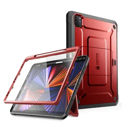 Ultimate Durable iPad Pro 12.9 Kickstand Case with Built-in Screen Protector (Red)
