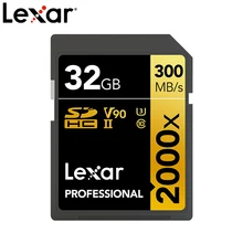 Lexar-tarjeta de memoria SDXC 2000x de 128GB, 64GB, 300 MB/s, tarjeta SD UHS-II, 32GB, Clase 10, U3