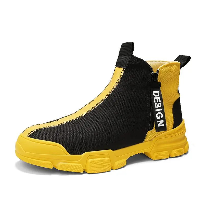 Black yellow Дизайн, обувь для скейтбординга, мужские высокие дышащие Нескользящие кроссовки, молодежная трендовая Уличная обувь, повседневная спортивная обувь для мальчиков - Цвет: Black yellow