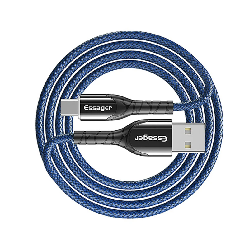 Кабель Essager usb type-C для samsung S9 S8 Быстрая зарядка type-C кабель для зарядки мобильного телефона USB C для Xiaomi mi9 Redmi note 7 - Цвет: Dark Blue