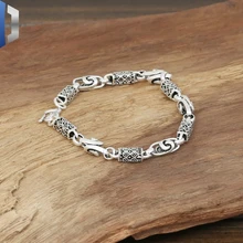 S925 стерлингового серебра ювелирные изделия Мужская Мода серебряные ювелирные изделия тайское серебро ручной работы квадратный Дракон Масштаб браслет из бамбука