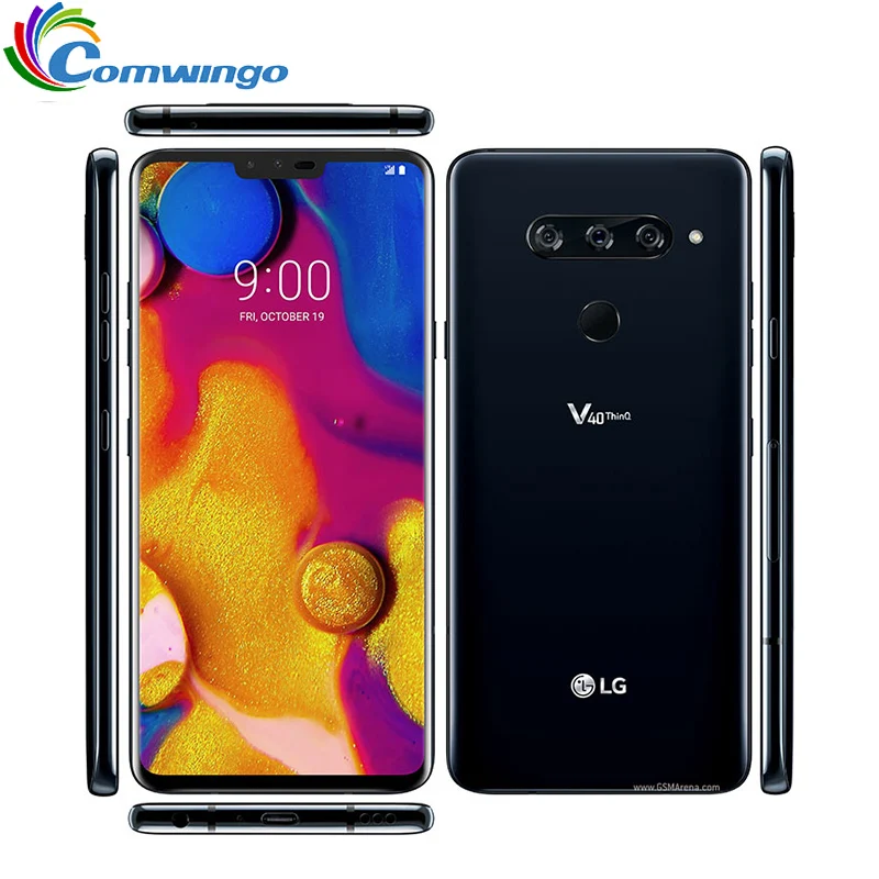 LG V40 ThinQ 6," 6 ГБ ОЗУ Android Восьмиядерный двойной фронтальный 3 тыловых камеры отпечатков пальцев Смартфон V405UA/V409N/V405EBW