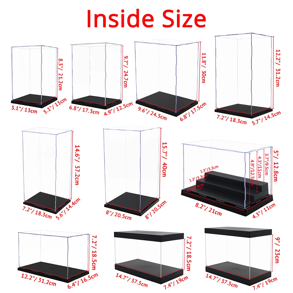 Odoria 34/40/51cm Acrilico Expositora Vitrina Metacrilato Caja Grande  Transparente para Colecciones Figuras Maquetas Escaparate 1/35 1/32 1/72  1/18