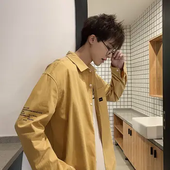 

2020 spring new shirt men's Korean loose trend student inch shirt couple casual wild long-sleeved shirt