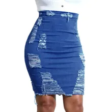 mini skirt sexy micro Ladies Womens High Waist skirts Ripped Denim skirts Distressed Pencil Mini Skirt faldas mujer moda 2020