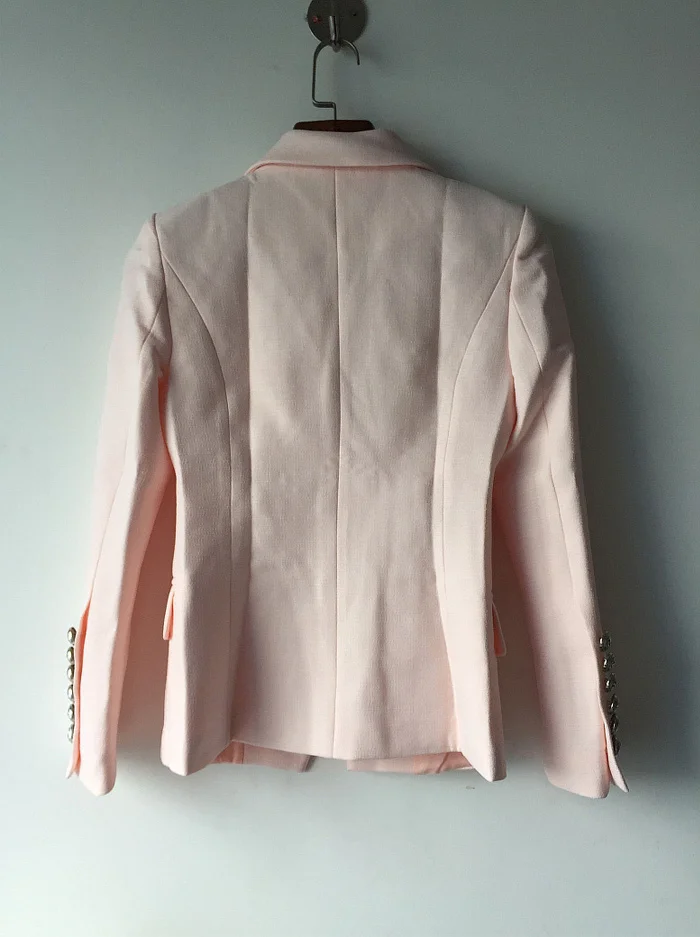 Blazer Outerwear New Fashion Baroque Designer Blazer Jacket Women's Silver Lion Buttons Double Breasted