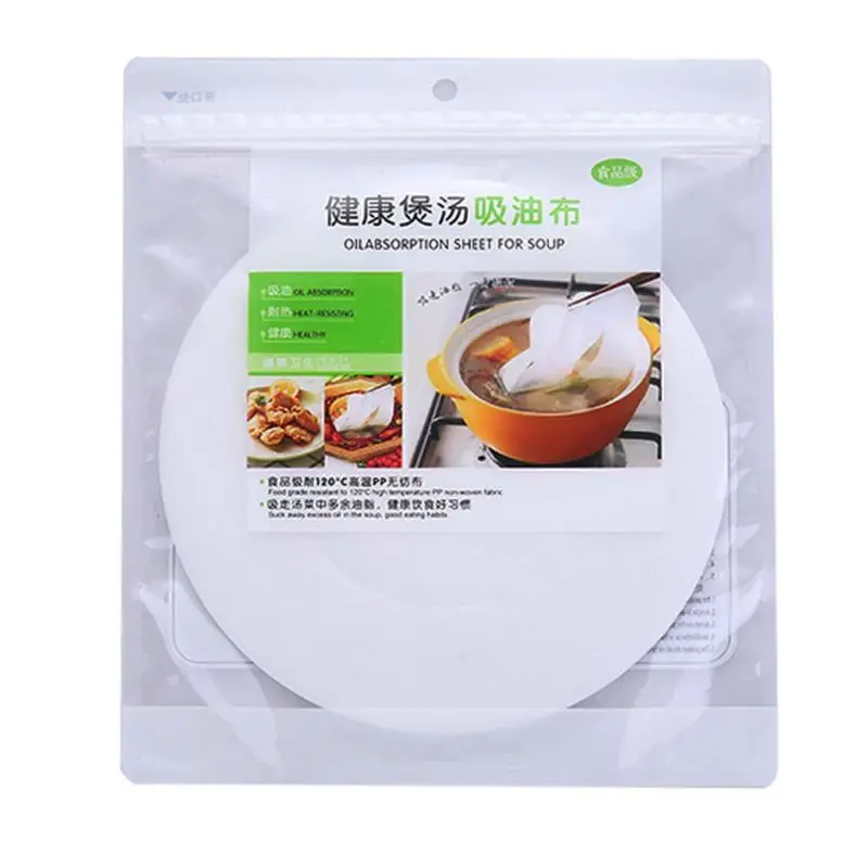 Round Soup Oil Absorbing Paper Absorption Membrane Pads Kitchen Cook 30Pcs/Bag