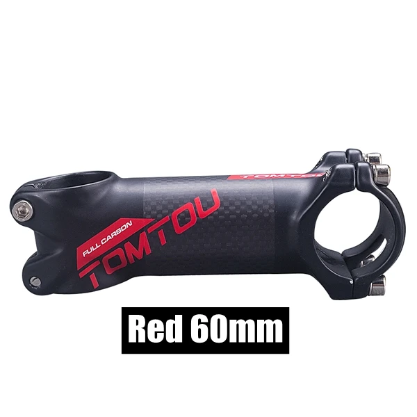 Stem 60mm TOMTOU матовое красное углеродное волокно дорожные велосипеды откидной руль наборы ручка Aero+ стержень+ подседельный штырь ломающиеся части для велосипеда-TS7T12 - Цвет: Stem 60mm