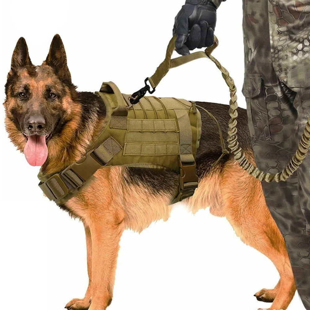 Chaleco táctico para perro #Desert Digital chaleco de nailon 1000D para mascotas de la policía del ejército ropa para perro de caza arnés de entrenamiento de combate militar MOLLE para el servicio del perro 