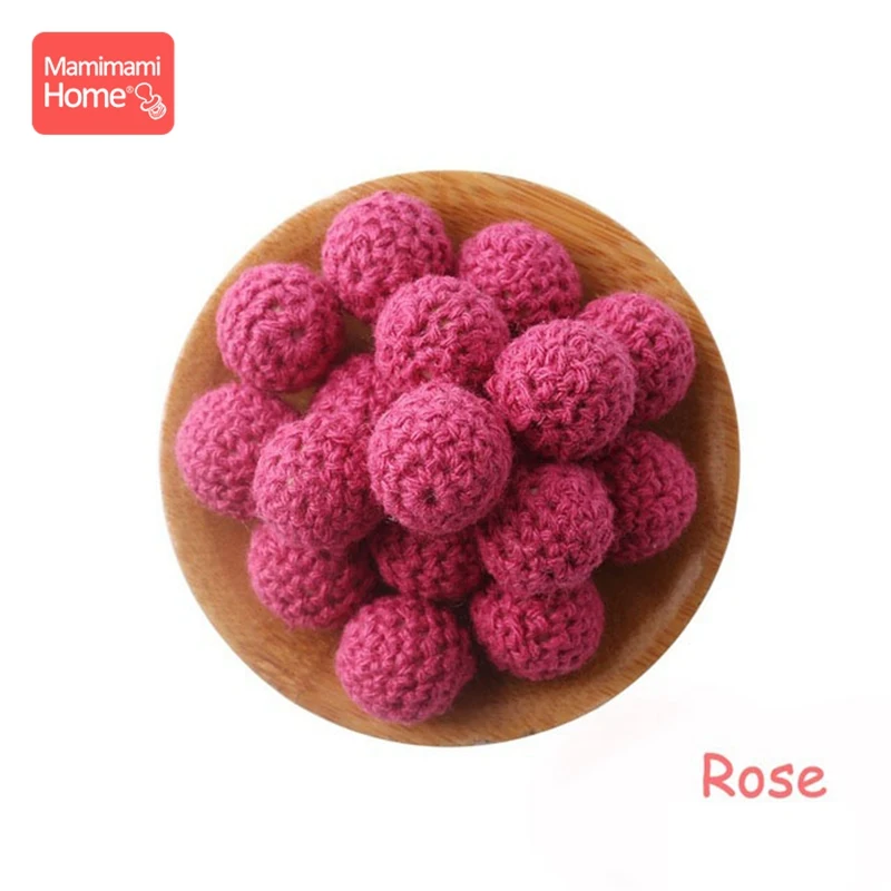 Rose Mamihome 20 штук 20 мм деревянные бусины для вязания зубов для детей, вязаные бусины, пустые DIY ожерелье для кормления, подарки, детские товары, Bpa бесплатно - Цвет: Rose