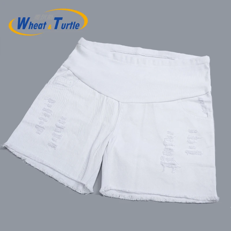 Летние короткие штаны для беременных, шорты для ухода за животом, рваные и украшенные карманами, летние шорты, популярные штаны