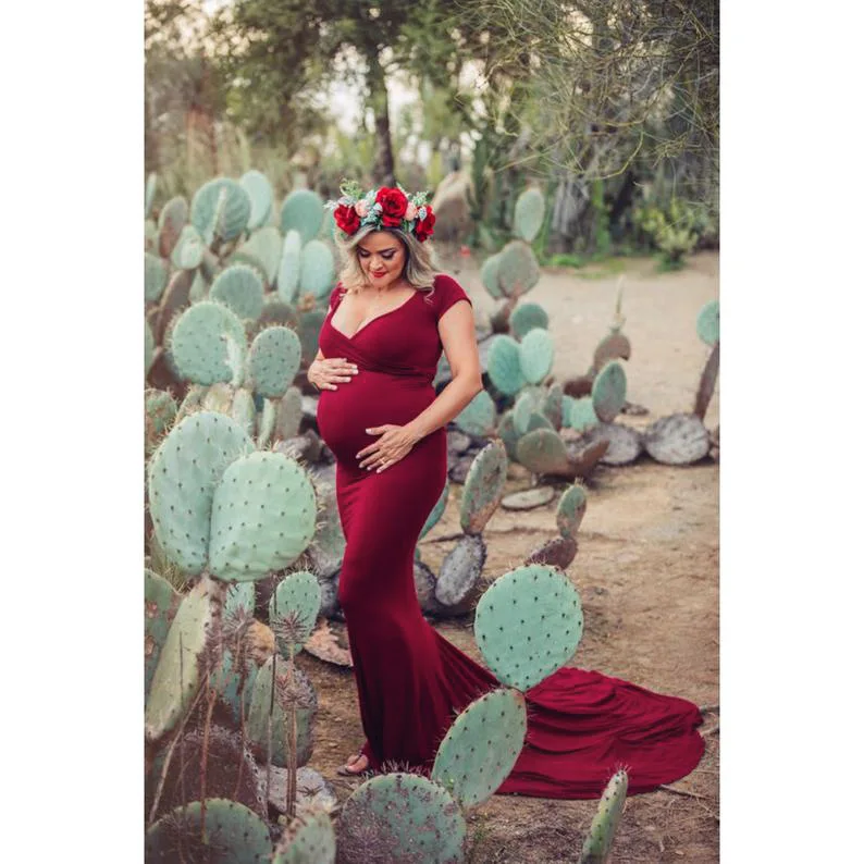 Elegence Shoulderless Maternity Shoot Dress Cute Pregnancy Photography Dress For Baby Shower Pregnant Women Maxi Gown Photo Prop (3)