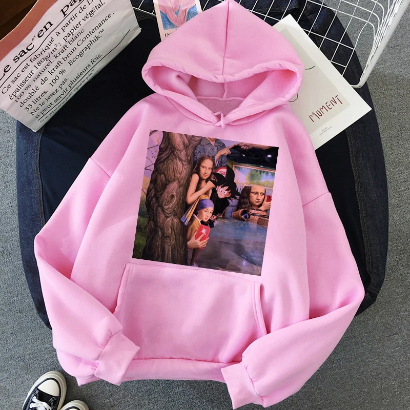 Mona Lisa забавные Harajuku эстетические толстовки для женщин гранж мультфильм 90s винтажные толстовки модные хип хоп Ullzang толстовка женская