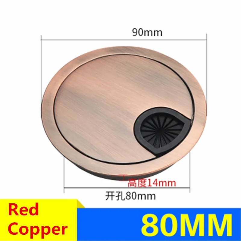 Red Copper 80mm Wonzeal цинковый сплав стол проволока отверстие крышка база компьютерная втулка стол кабель выход порт Поверхностная Линия Коробка мебельная фурнитура - Цвет: Red Copper 80mm